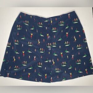 Liz Claiborne LizGolf Navy Golf Novelty Print Skort Like New Sz 16